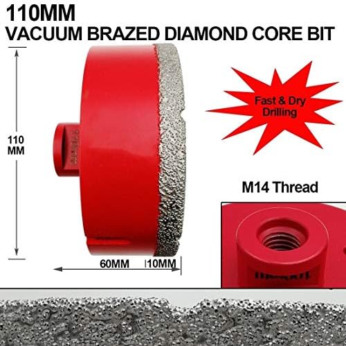 Mountain Men Diamond Drill 100/110/115/2015 mm a vácuo diamante M14 perfuração de perfuração Bit Bit altura de diamante 10mm