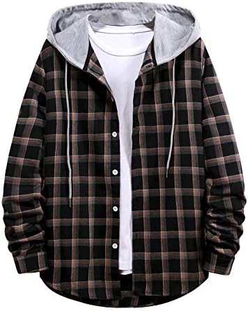 Casaco de outono para homens, acampando primavera aberta camisa de manga longa Men Basic xadrez fino macio com camisa