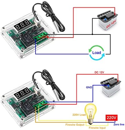 AEDIKO 2PCS W1209 DC 12V Placa de temperatura digital Display Display Digital Termostato -50-110 ° C Comunização de