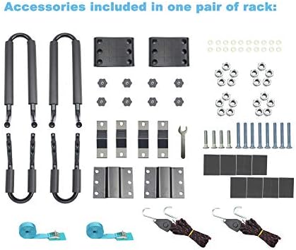 2 pares de caiaque pesado-rack-rack-4 PCs Ratchet Tie-Mount no teto de carro Top Cross Bar-Easy para transportar esqui de