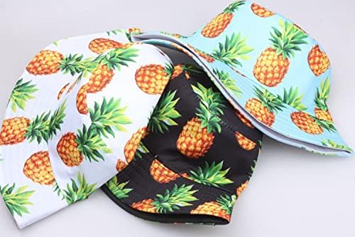 Chapéu de caçamba de lona para mulheres frutas frescas Chapéus de pescador de abacaxi de abacax