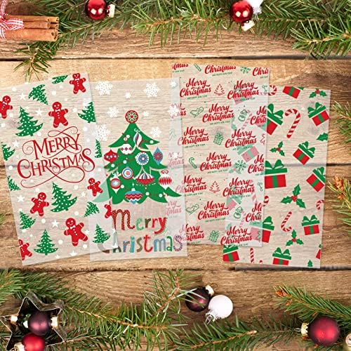 Colorbib 216pcs bolsas de tratamento de doces de natal sacolas de celofane com 220pcs Twist lances, flocos de neve e manobra