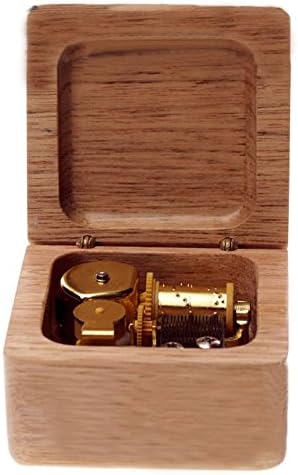 Caixa de música de madeira com movimento de placas de ouro no rio Moon, preto