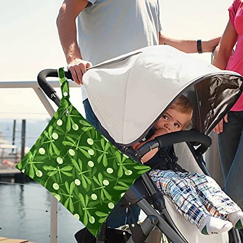 VISESUNNY Green Dragonfly 2pcs bolsa molhada com bolsos com zíper bolsa de fraldas lagartas laváveis ​​para viajar, praia,