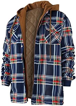 Jaquetas para homens masculino de botão ladeado para baixo camisa xadrez Adicionar veludo para manter jaqueta quente
