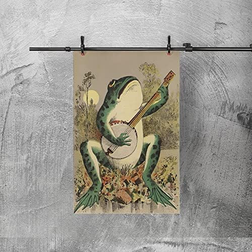 Anime anime engraçado animal tocar The Lute Vintage Banjo Frog Poster Picture Art Wall Art Impressão moderna Decoração de