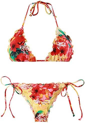 RelleCiga Wavy Triangle Bikini Set Brasilian Swimwe