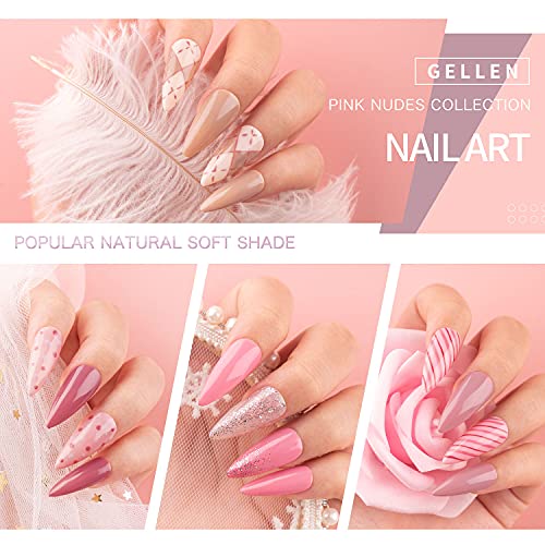 Kit de esmalte Gellen Gel - 25 coloras em polimento de gel pastel neutro com casacos top e base, nus da moda Grays Pink Gel Gel