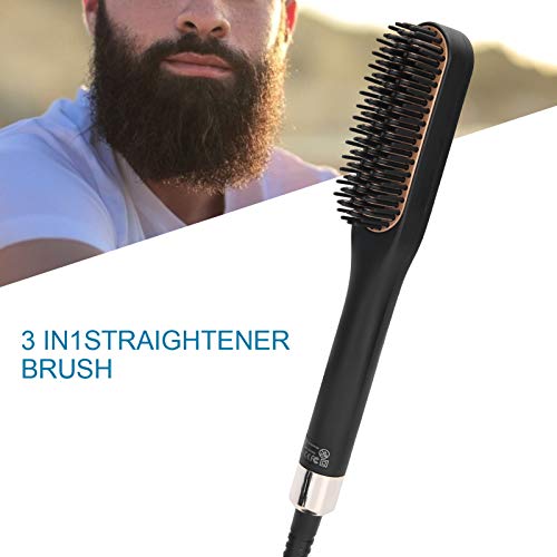Mush de alisadores de alisadores de barba, escova de alisamento de cabelo, ferramentas multifuncionais de barba pente masculina 3 em