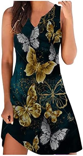 Vestidos de verão femininos de LCZIWO Vestidos de estampa floral curtos para mulheres com túnica de túnica casual Túnica de