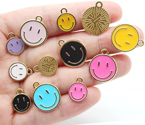 Anvin 35pcs Smiley Face Charms para jóias Fazendo pingentes coloridos de rosto de rosto