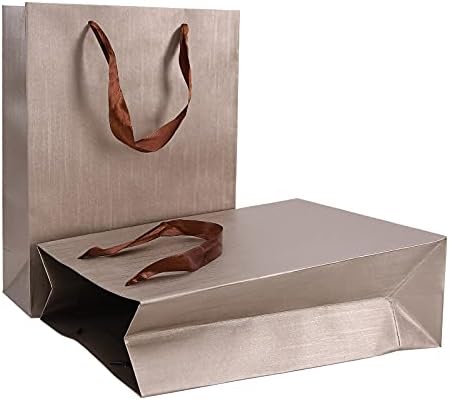 Sacos de presente marrom da dasofina, sacos de papel marrom 6pcs com alças, 9,8 '' × 4,3 '' × 13 '' Bolsa de presente de dama de honra,