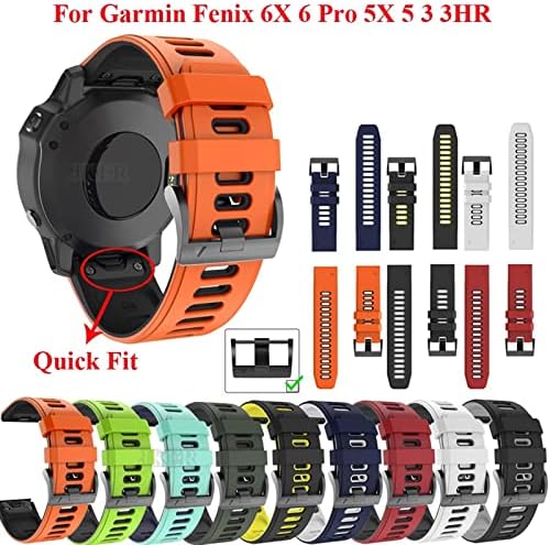 IENYU 22 26mm de faixa de vigilância rápida para Garminix 6x Pro Watch Silicone EasyFit Band para Fenix ​​6 Pro Watch Strap