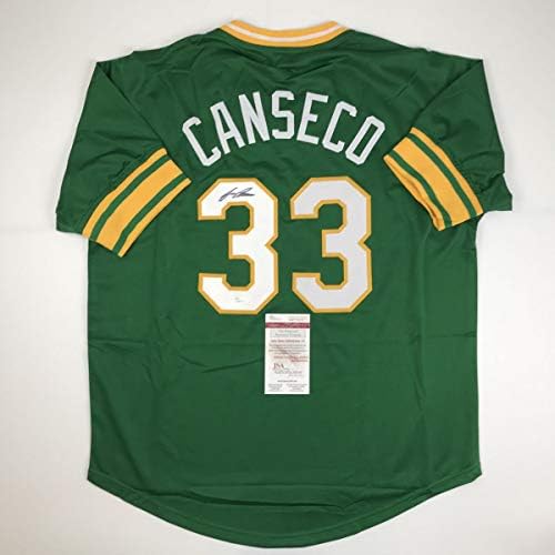 Autografado/assinado Jose Canseco Oakland Green Baseball Jersey JSA COA