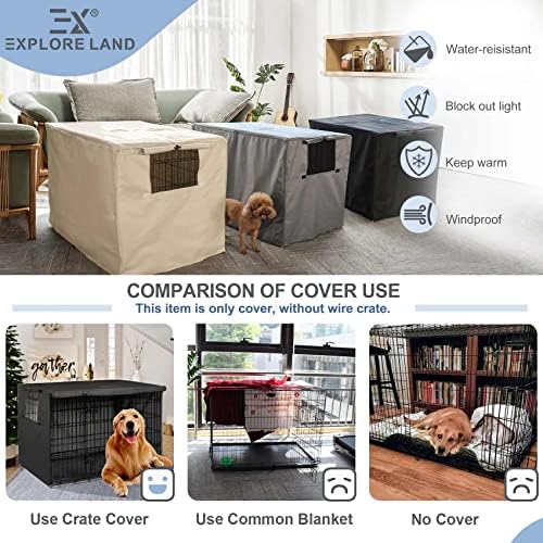 Explore o pacote de cobertura de caixa de cães preto de 36 polegadas com 34 polegadas de capa de cama para cachorro
