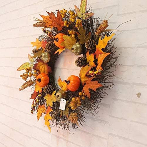 CFSNCM 60cm Grinalsa artificial Bela folha de folha de folhas de abóbora Pingente da porta da frente para a decoração de Halloween