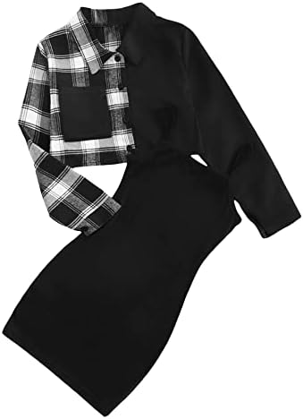 Romwe Girl's 2 peças roupas sem mangas Cami Bodycon vestido com jaqueta de colheita