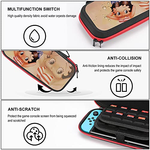 Betty Boop Anime Bag, Switch Travel Transporting Case para Switch Lite Console e Acessórios, Sacos de armazenamento do Organizador