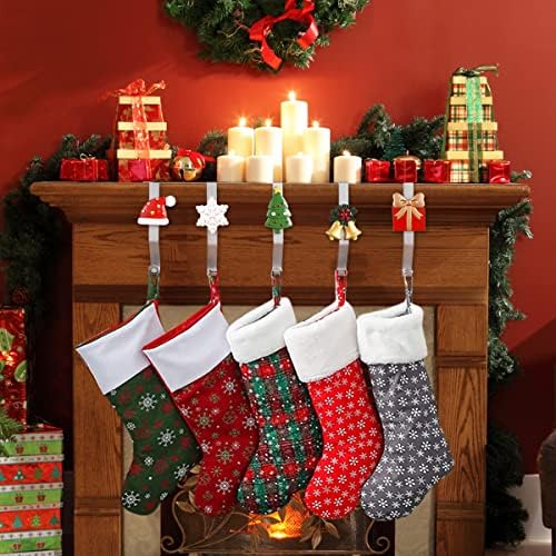 Juephe 5pcs Christmas Metal Metaker titores Mantel ganchos cabide de Natal Clipes de meias para lareira gancho do gancho