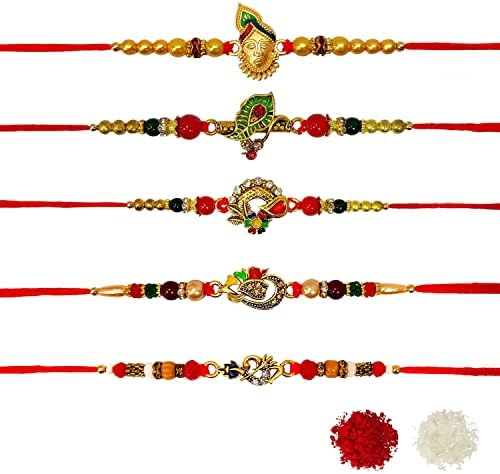 Craftsman Satvik 5 PC Reduziu Rakhi para o irmão Bhaiya Bhabhi Presente para o festival da família Raksha Bandhan Rakhi para Bhaiya