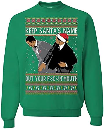 Vestuário personalizado Wild Mantenha o nome do Papai Noel, seu prêmio MEME MEME Funny Fouly Christmas Sweater Crewneck