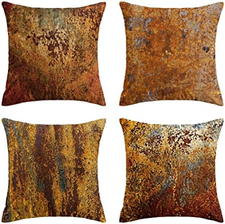 LHAIFA Tampa de travesseiro decorativo de ferrugem de metal colorido Ferro enferrujado Ferro de sofá laranja queimado