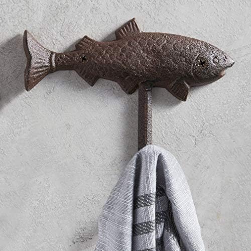 Peixe de bronzetona texturizado 6 x 5,5 Casaco decorativo de ferro fundido gancho de toalha