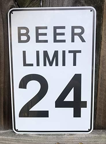 Toothlesus Studios Limite de cerveja 12 x 8 Tin Funny Traffic Sign Man Cave Decor/bar/barra de cerveja Decoração