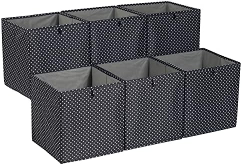 Basics Basics Cubos de armazenamento de tecido dobrável caixas - pacote de 6, sinais pretos/brancos, 13x15x13