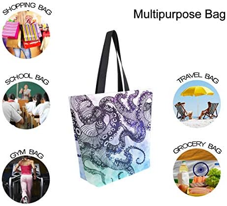 ZZKKO OCECE OCTOPUS LAVAS TOTA BACO DE MUITO DE MUITO OMBRO CASual Bolsa de livros Casual Large For Women Professores, Bolsa