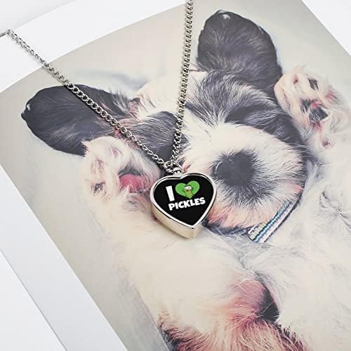 Eu amo picles picles engraçado colar de urna de animais de estimação portador de cinzas personalizado coração de lembrança jóias memorial jóias personalizadas presente exclusivo