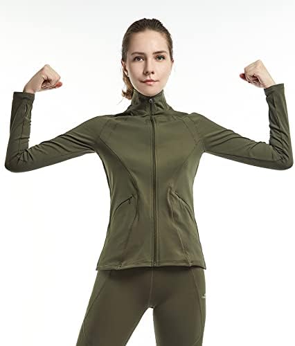 CTOMVUMR WOMENS Lightweight Full Zip Running Jacket Workout Slim Fit Yoga Sportwear com orifícios de polegar