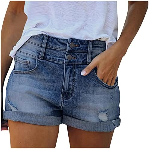 Uqrzau feminino short high shorts rasgados jeans jeans shorts jeans dobrados jeans