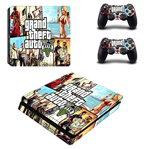 Game Grand Gta GTA Roubo e Bauto PS4 ou PS5 Skin Stick para PlayStation 4 ou 5 Console e 2 Controllers Decal Vinyl V5467