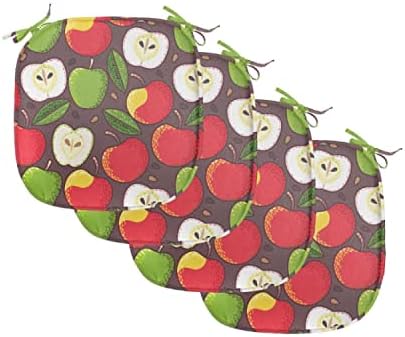 Conjunto de almofadas de cadeira de frutas lunaráveis ​​de 4, fatias de maçã e deixa um delicioso crescimento de alimentos de vitamina