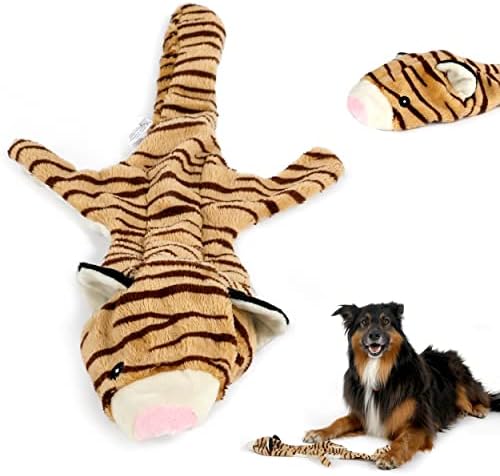 Holladay Brands Tiger Plush Dog Toy, brinquedos de cachorro nãoffados para cães médios, brinquedos de cachorros, sem brinquedos