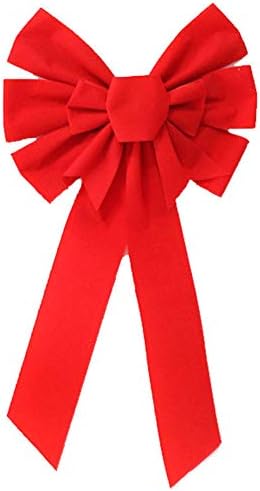 Christmas Red Large Bowknot 20 ”por 10”, Velvet à prova d'água em loop grande laço externo para carro, porta, casa - jumbo