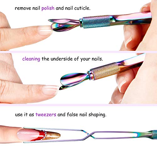 2 peças Ferramenta de beliscão de unhas Cutícula empacotador de aço inoxidável Tweezers Tweezers multifuncional Pincha