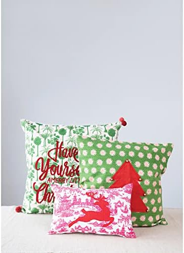 Creative Co-op Cotton Lombar Toile Pattern Pillow
