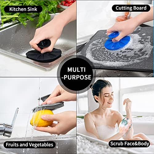 Esponja de silicone, esponjas de esfoliação não arranhada para lavar louça, escova de limpeza de legumes de frutas de cozinha,