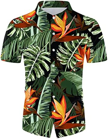 Roupas de trilhas de 2 peças para homens grandes e altos camisa havaiana tropical e conjuntos curtos de camisetas