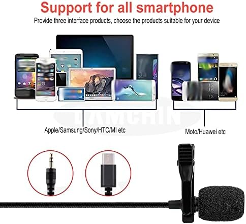 XXXDXDP Mini Microfone de 3,5 mm Tipo C Condensador Recordamento de áudio Micor