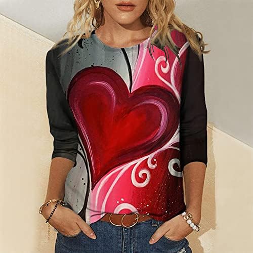 Camisas do Dia dos Namorados para mulheres casuais Love Love Heart Graphic Tee