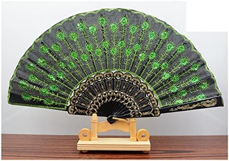 N/A Bordado lantejoulas dobráveis ​​Fan da mão de ventilador Hand Decoration Fan Bordery