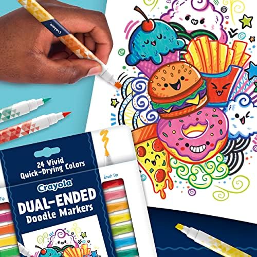 Crayola dupla ponta de cinzel e marcadores de pincel, marcadores de arte, presentes para adolescentes, 12CT