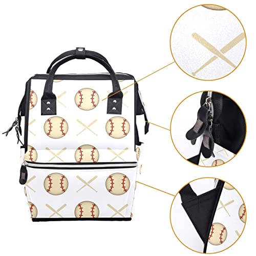Mochila de fraldas de padrões de beisebol Backpack Mummy Backpack de grande capacidade Bolsa de enfermagem Bolsa de viagem para