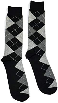 Bop Classy - Meias de vestido masculinas grandes e altas - Padrão Argyle - Algodão Premium - Tamanho 13-15