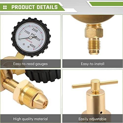 Regulador de nitrogênio ATPEAM com pressão de entrega de 0-800 psi, conexão de entrada CGA580 com conexão de saída de flare