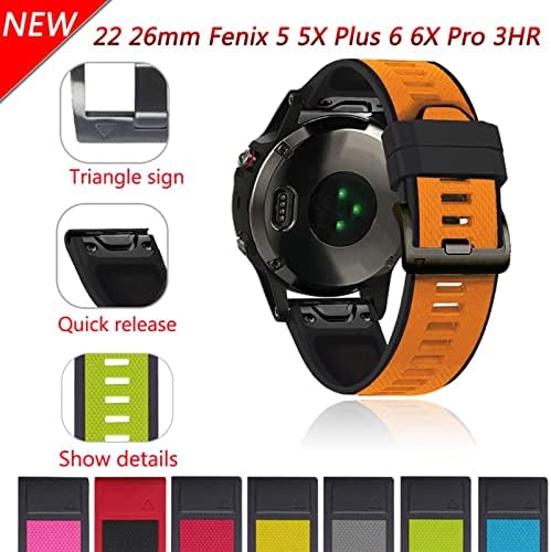 Bneguv New 22 26mm Silicone Fit Watch Band para Fenix ​​6x 6 Pro 5x 5 Plus 3HR D2 Tactix Delta Enduro Wrist Bands Strap de