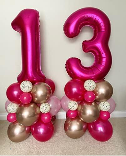 40 polegadas rosa quente 13 Número balões gigante jumbo imenso 13 ou 31 Foil Mylar Helium Número de balões digitais